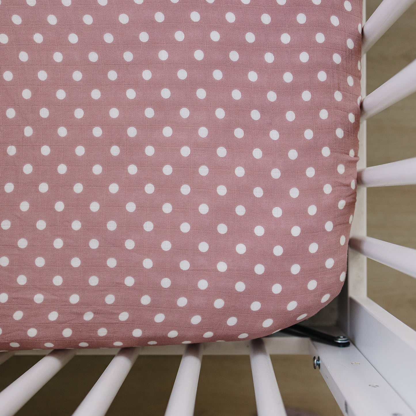 Pink Polka Dot Muslin Crib Sheet