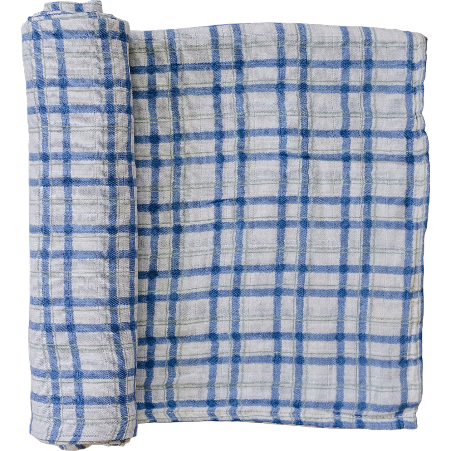 Blue & Green Plaid Muslin Swaddle Blanket