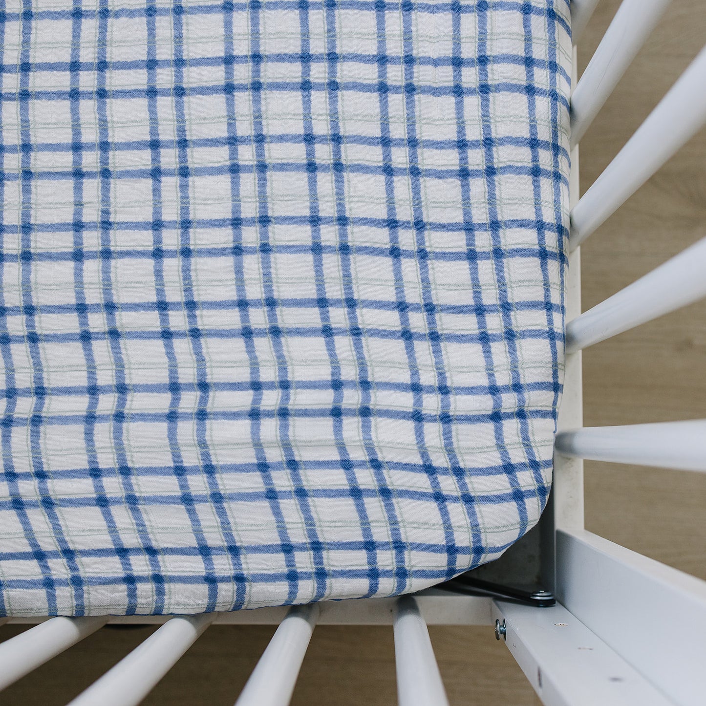 Blue & Green Plaid Muslin Crib Sheet