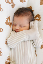 Taupe Stripe Ribbed Bamboo Zipper