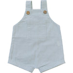 Green Stripe Short Linen Overalls