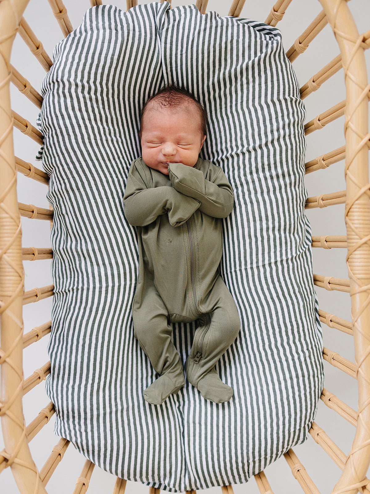 Olive Bamboo Footed Zipper