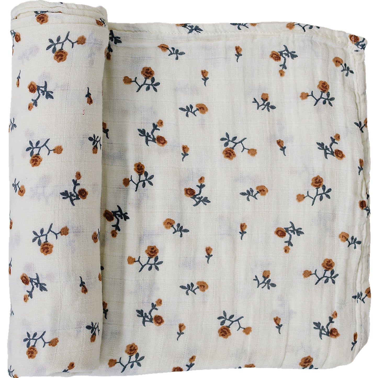 Cream Floral Muslin Swaddle Blanket