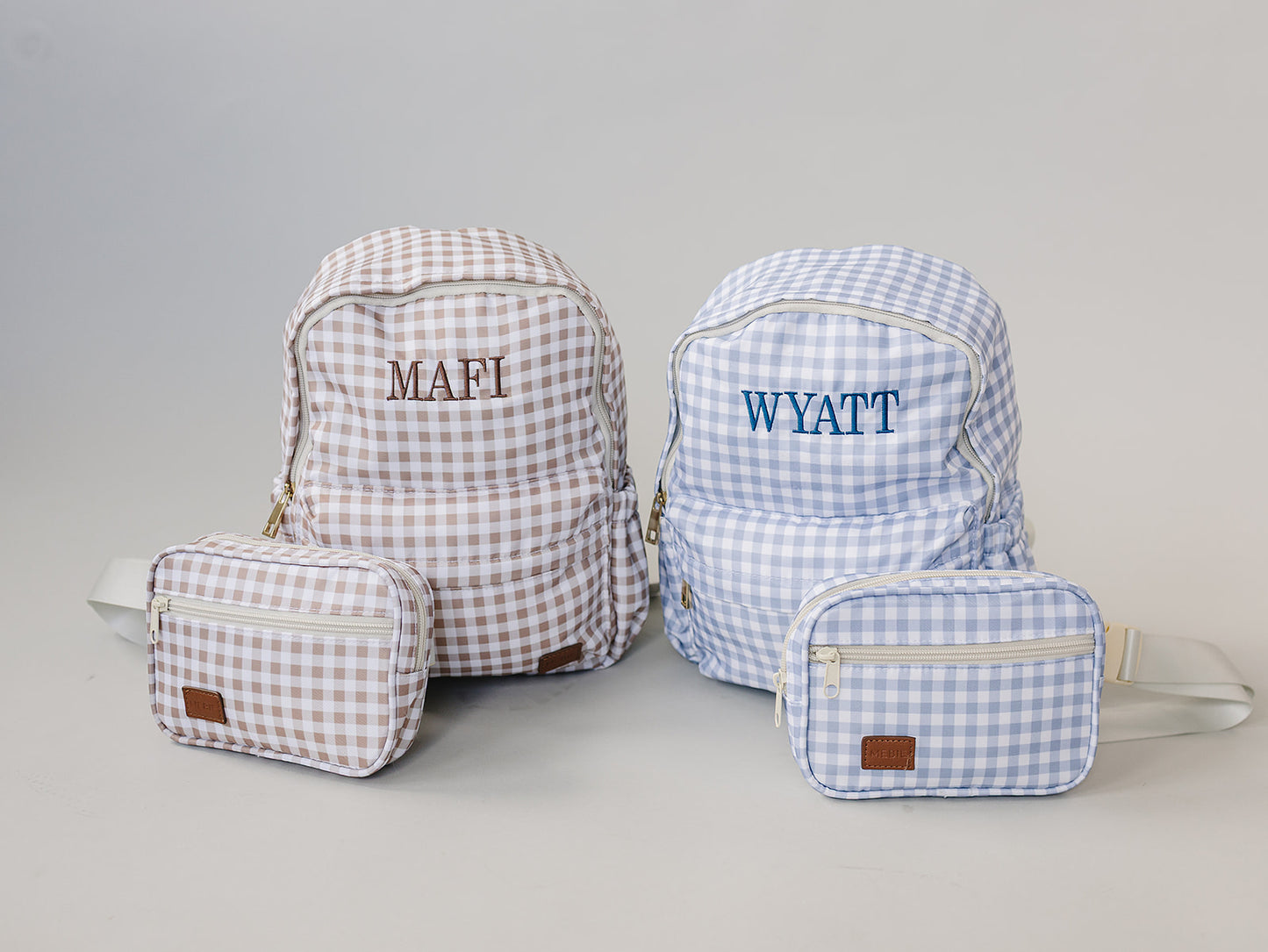 Tan Gingham Mini Backpack
