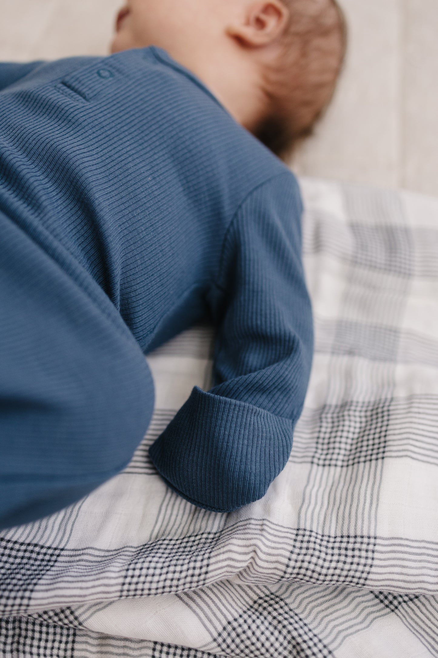 Navy Organic Cotton Ribbed Knot Gown