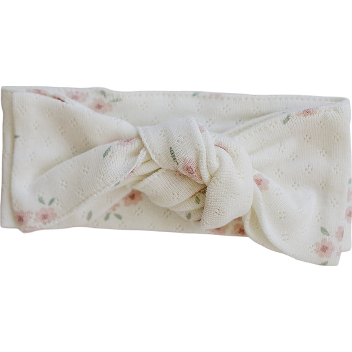 Pink Floral Pointelle Cotton Head Wrap