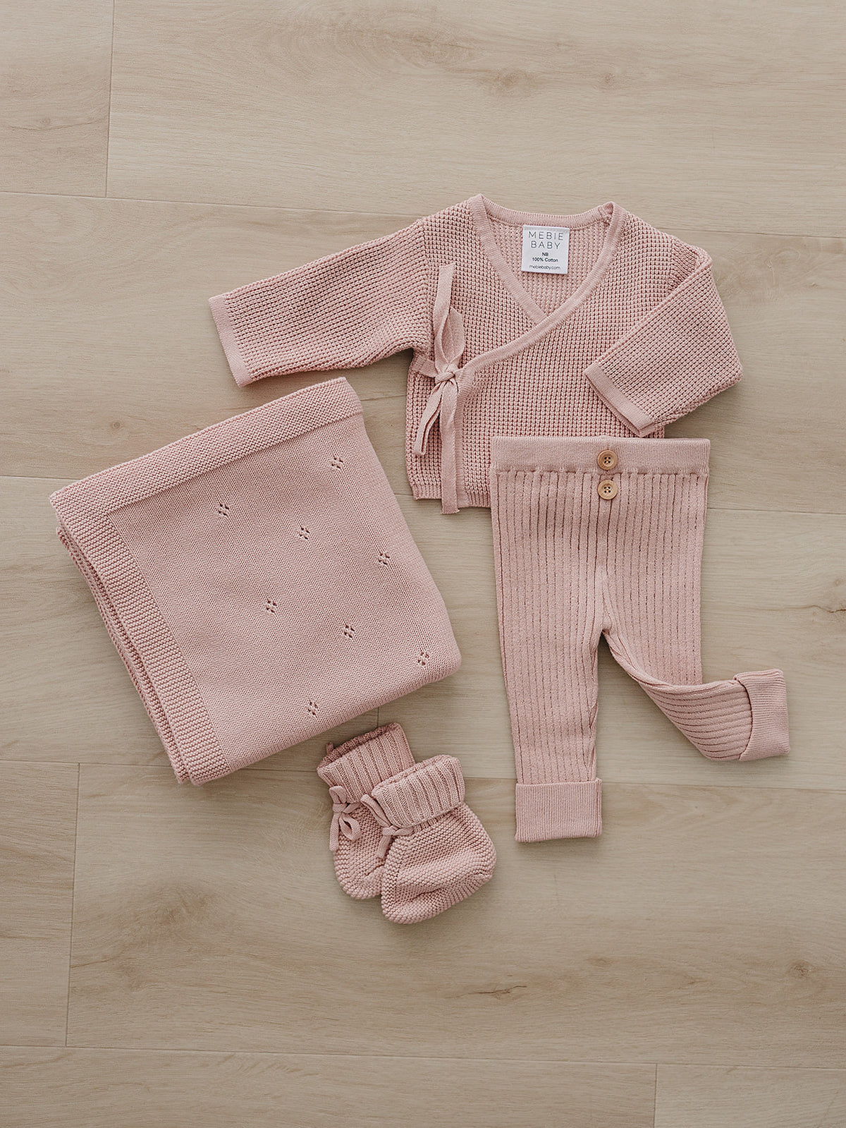 Blush Pink Knit Wrap Set
