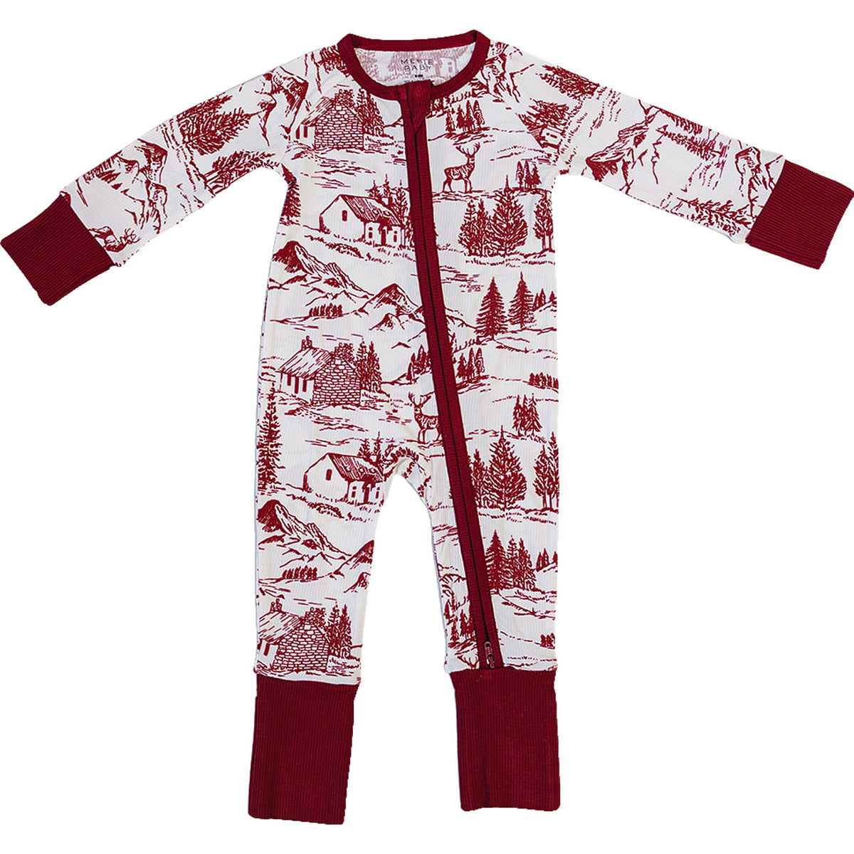 Holiday Toile Ribbed Bamboo Zipper