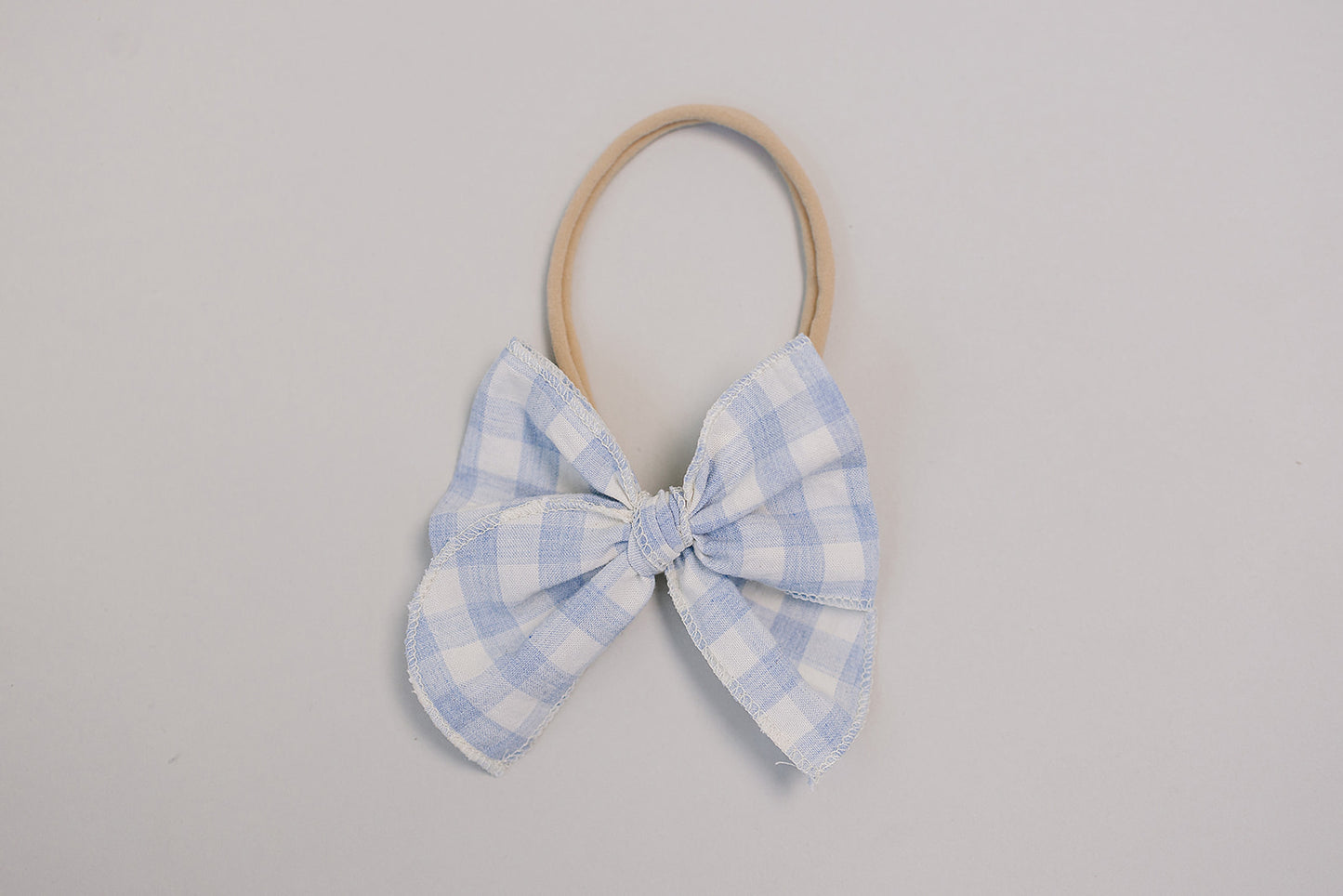 Blue Gingham Hair Bow