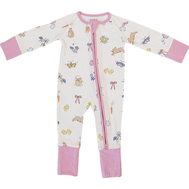 Pink Bunny Ribbed Bamboo Zipper