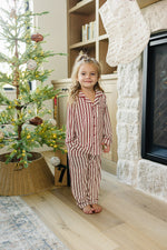 Red Stripes Collared Pajama Set