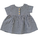 Navy Gingham Linen Cotton Dress