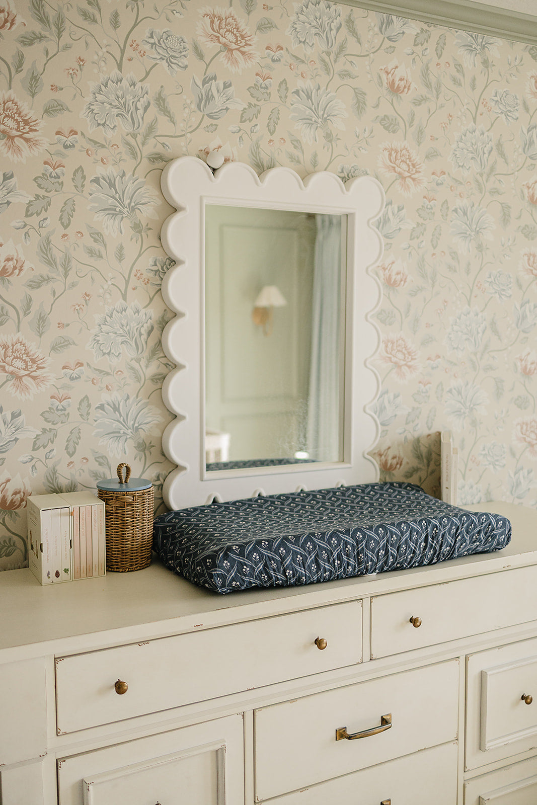 Navy Berry Muslin Changing Pad Cover