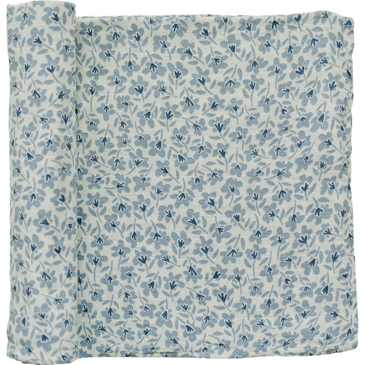 Blue Blossom Muslin Swaddle Blanket