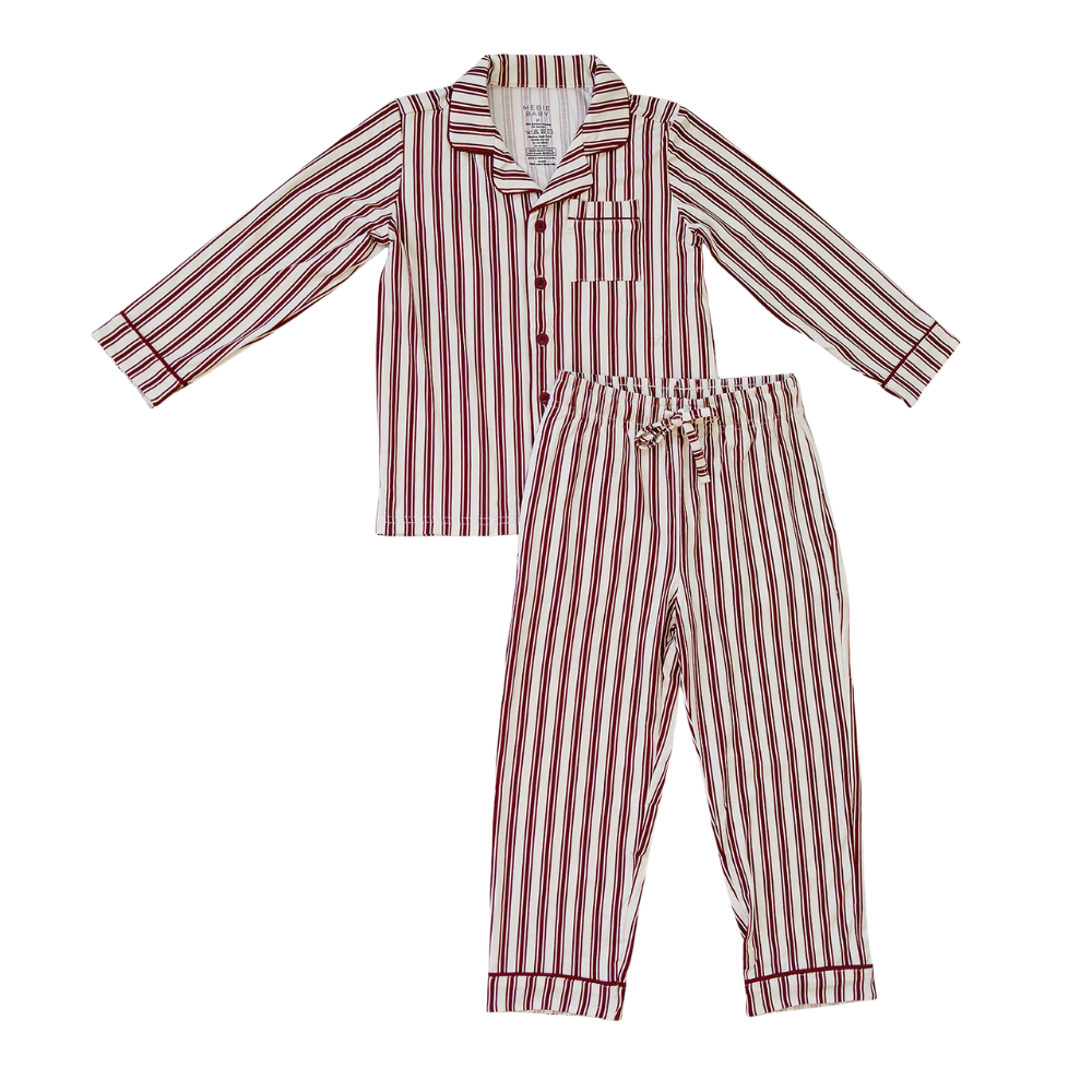 Red Stripe Collared Bamboo Set