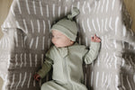 Sage Organic Ribbed Newborn Knot Hat