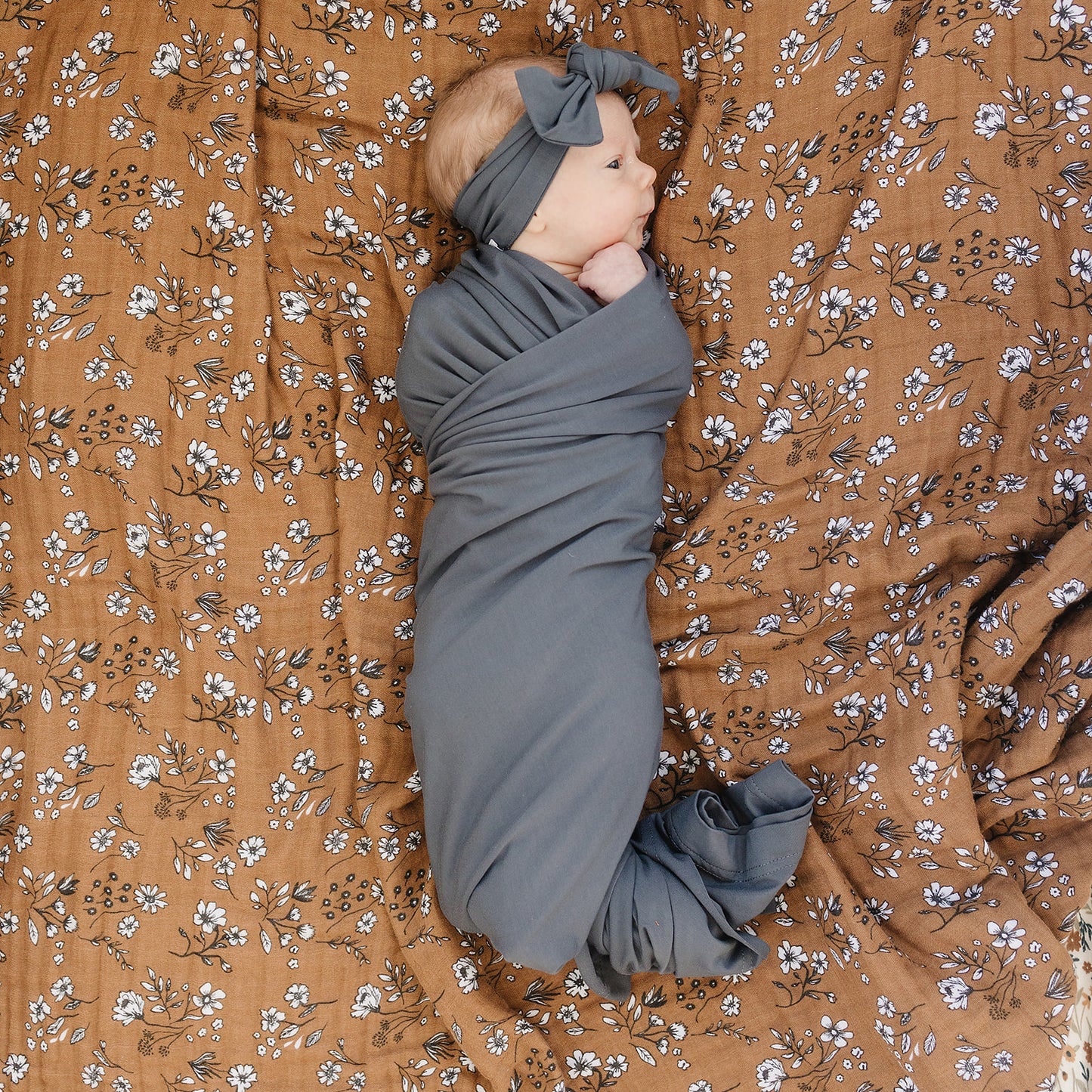 Mebie Baby Bamboo Stretch Swaddle. Gender Neutral for take home outfits and swaddling newborns. 
