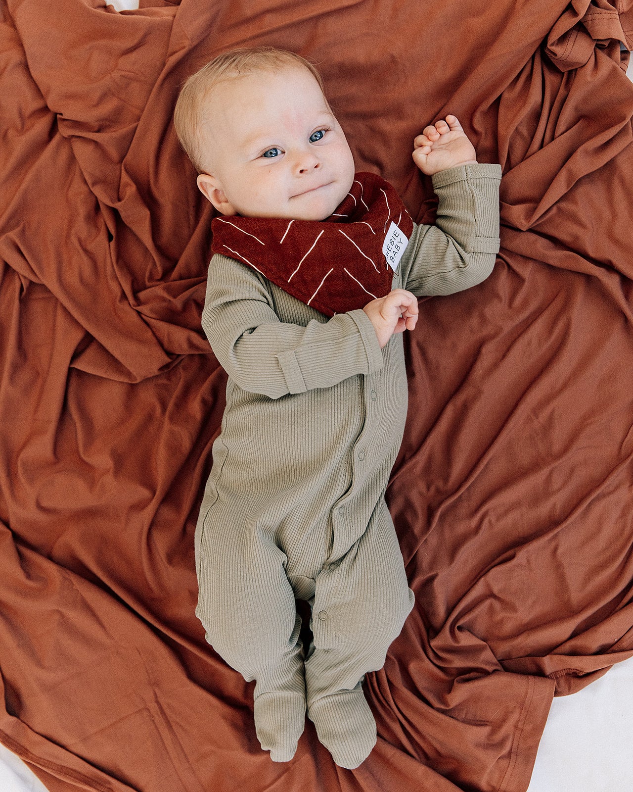 Mebie Baby Rust Mudcloth Muslin Bib